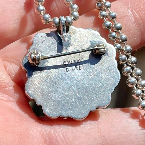 🌺Vintage Navajo Betta Lee Turquoise Necklace/Brooch - Picture 7 of 13